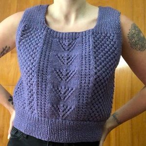 Vintage Purple Hand-knit Cropped Sweater Vest